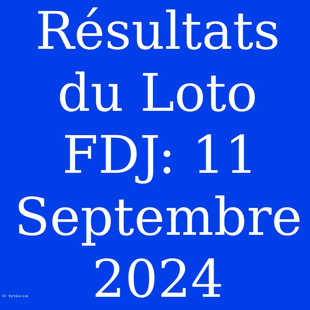 Résultats Du Loto FDJ: 11 Septembre 2024