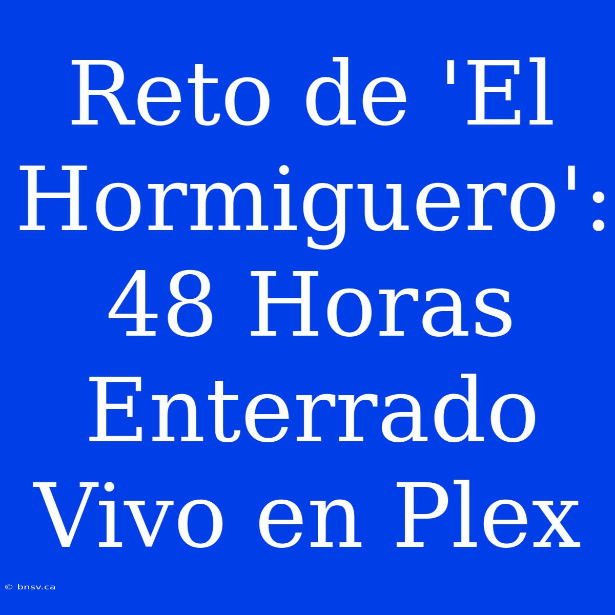 Reto De 'El Hormiguero': 48 Horas Enterrado Vivo En Plex