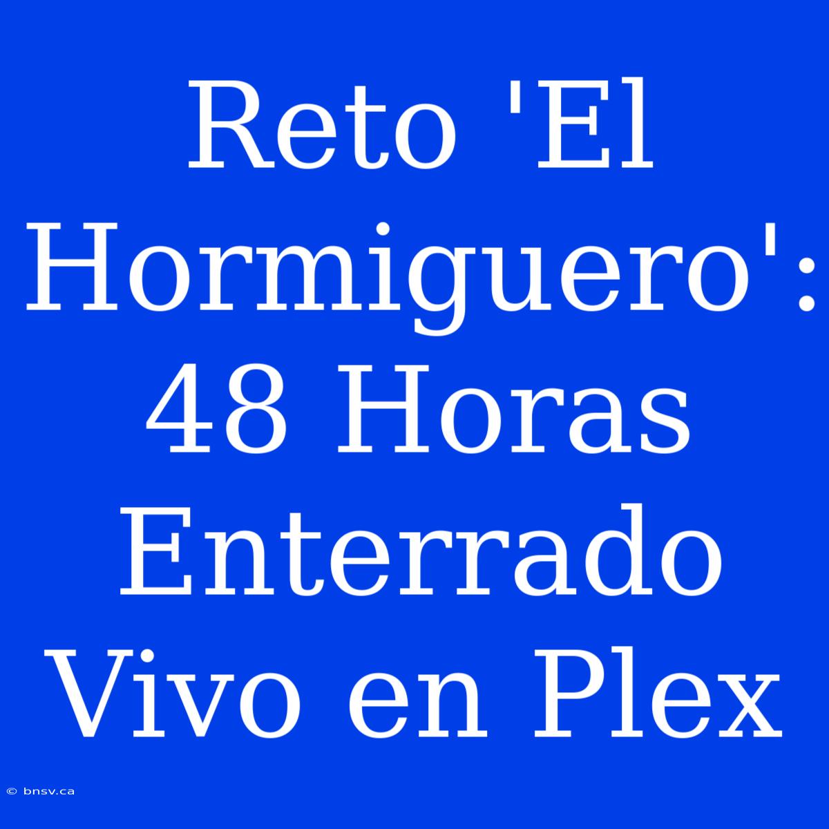 Reto 'El Hormiguero': 48 Horas Enterrado Vivo En Plex