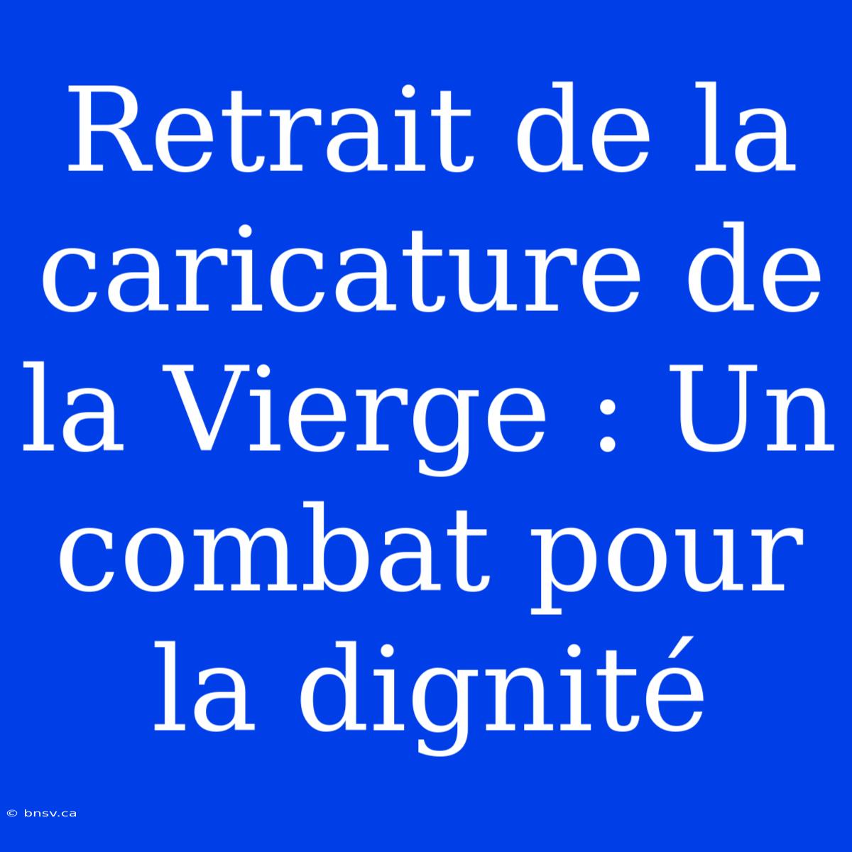 Retrait De La Caricature De La Vierge : Un Combat Pour La Dignité