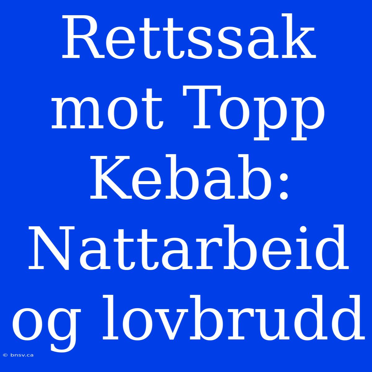 Rettssak Mot Topp Kebab: Nattarbeid Og Lovbrudd