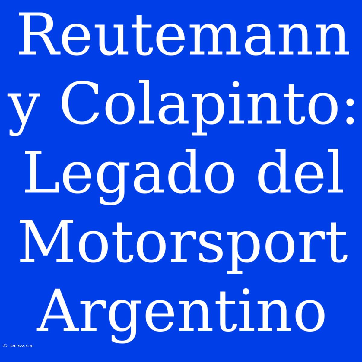 Reutemann Y Colapinto: Legado Del Motorsport Argentino