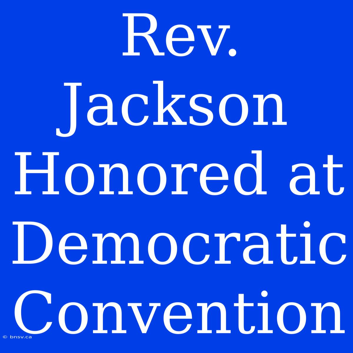 Rev. Jackson Honored At Democratic Convention