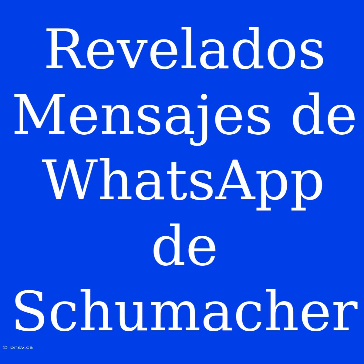 Revelados Mensajes De WhatsApp De Schumacher