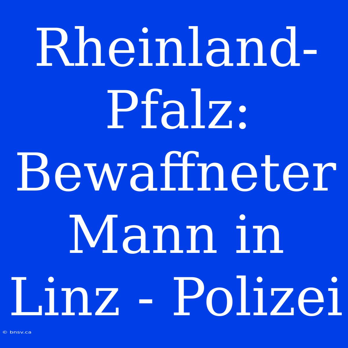 Rheinland-Pfalz: Bewaffneter Mann In Linz - Polizei