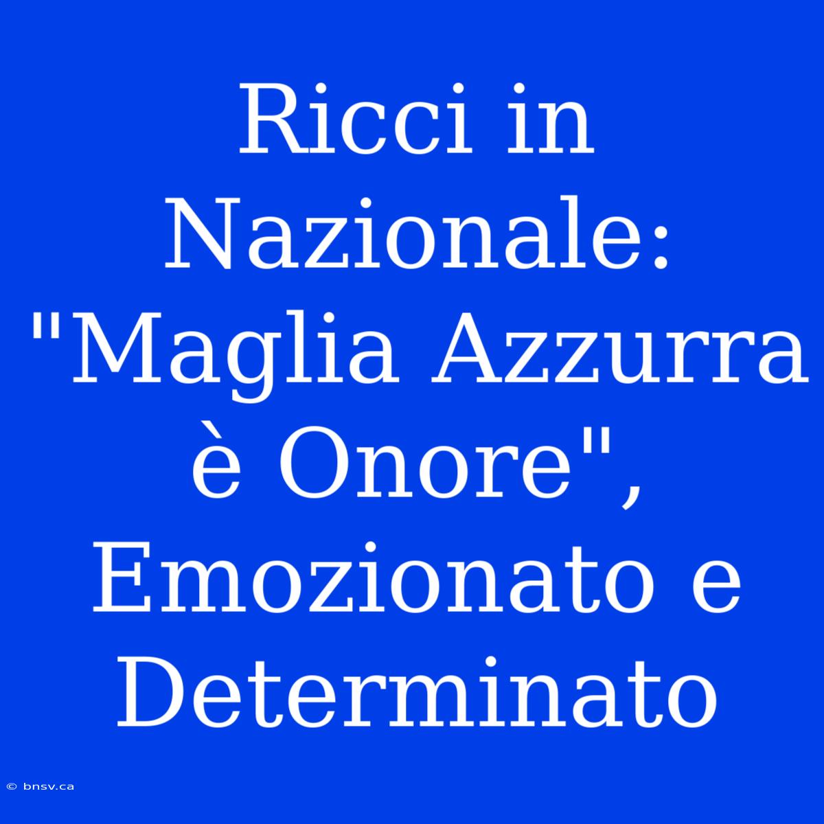 Ricci In Nazionale: 