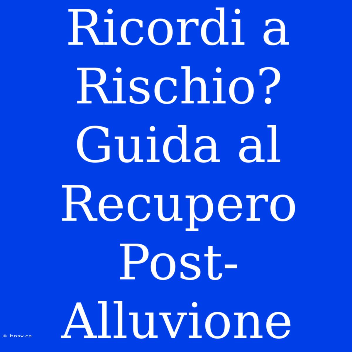 Ricordi A Rischio? Guida Al Recupero Post-Alluvione