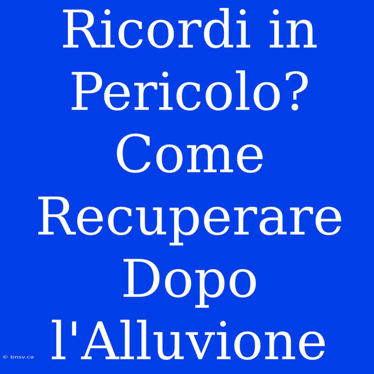 Ricordi In Pericolo? Come Recuperare Dopo L'Alluvione