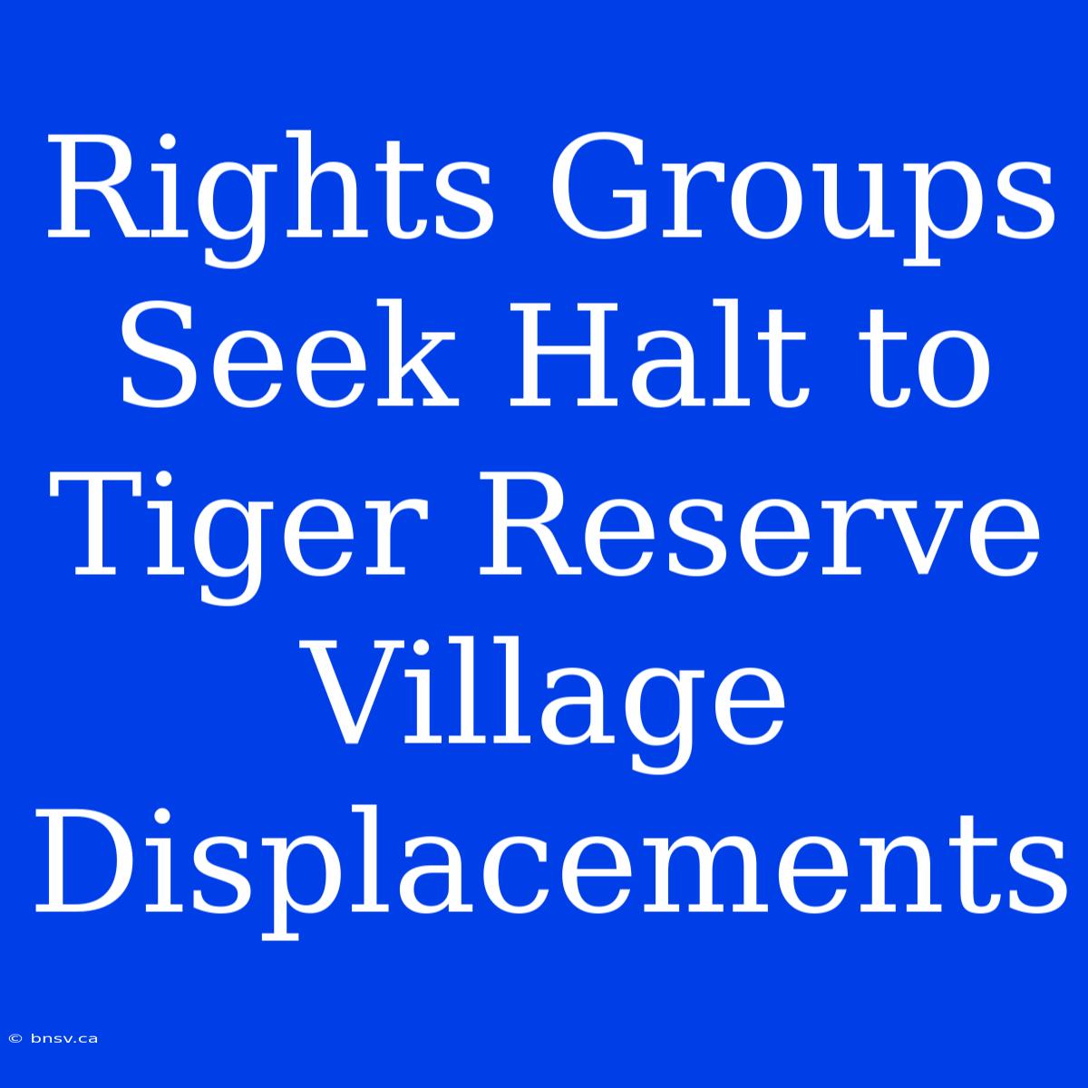 Rights Groups Seek Halt To Tiger Reserve Village Displacements