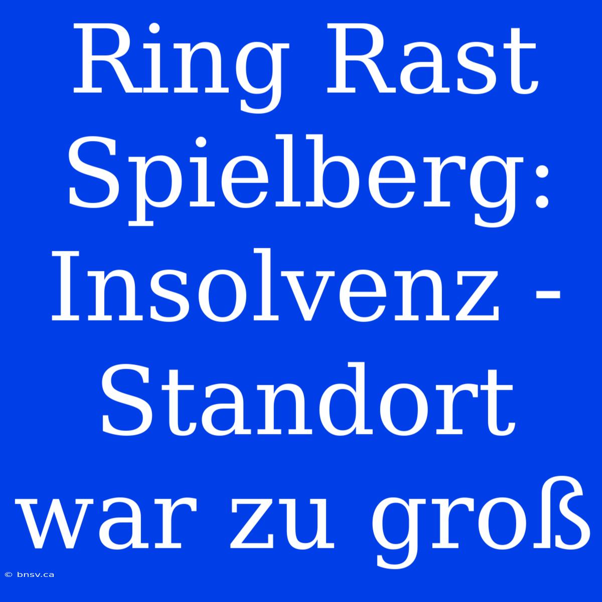 Ring Rast Spielberg: Insolvenz - Standort War Zu Groß