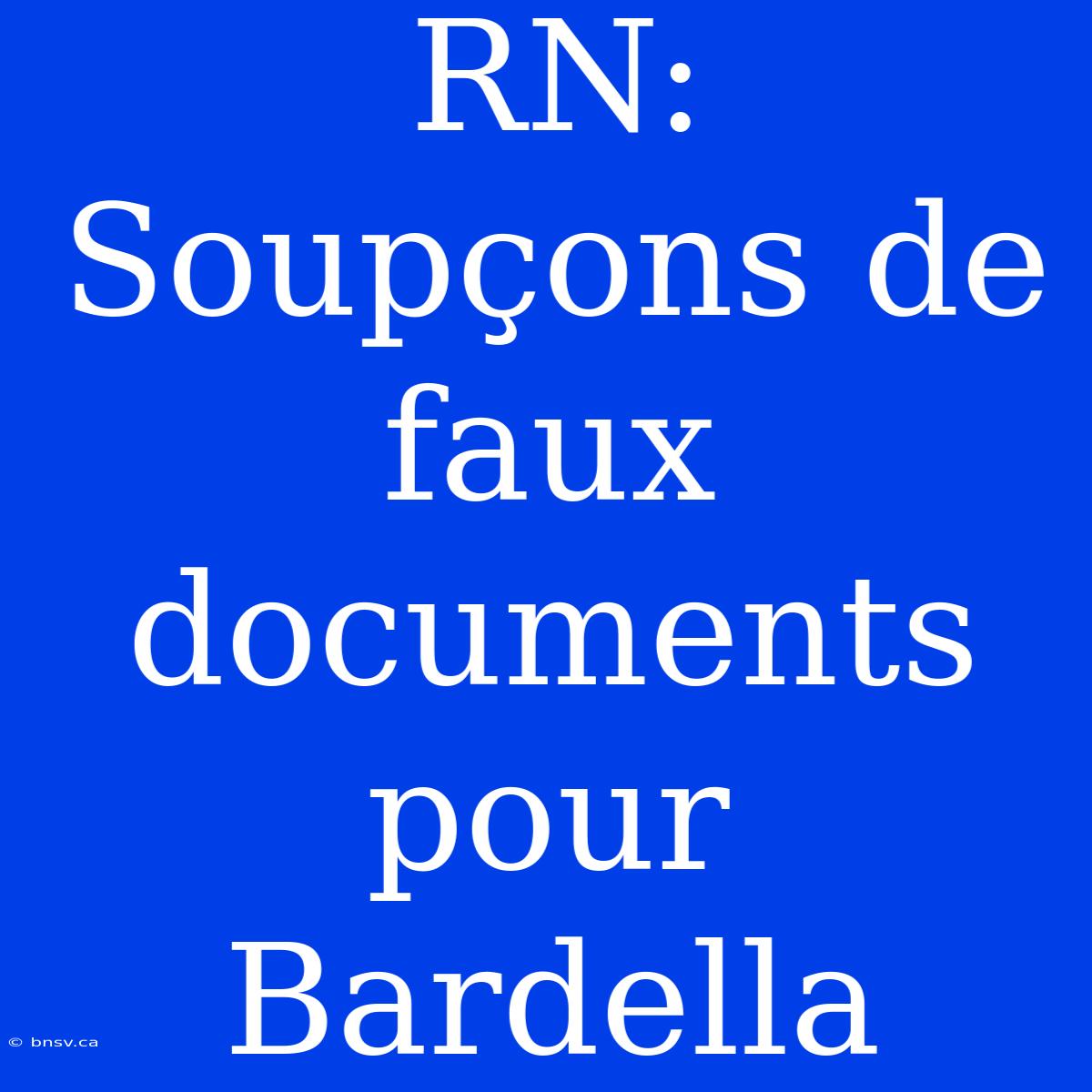 RN: Soupçons De Faux Documents Pour Bardella