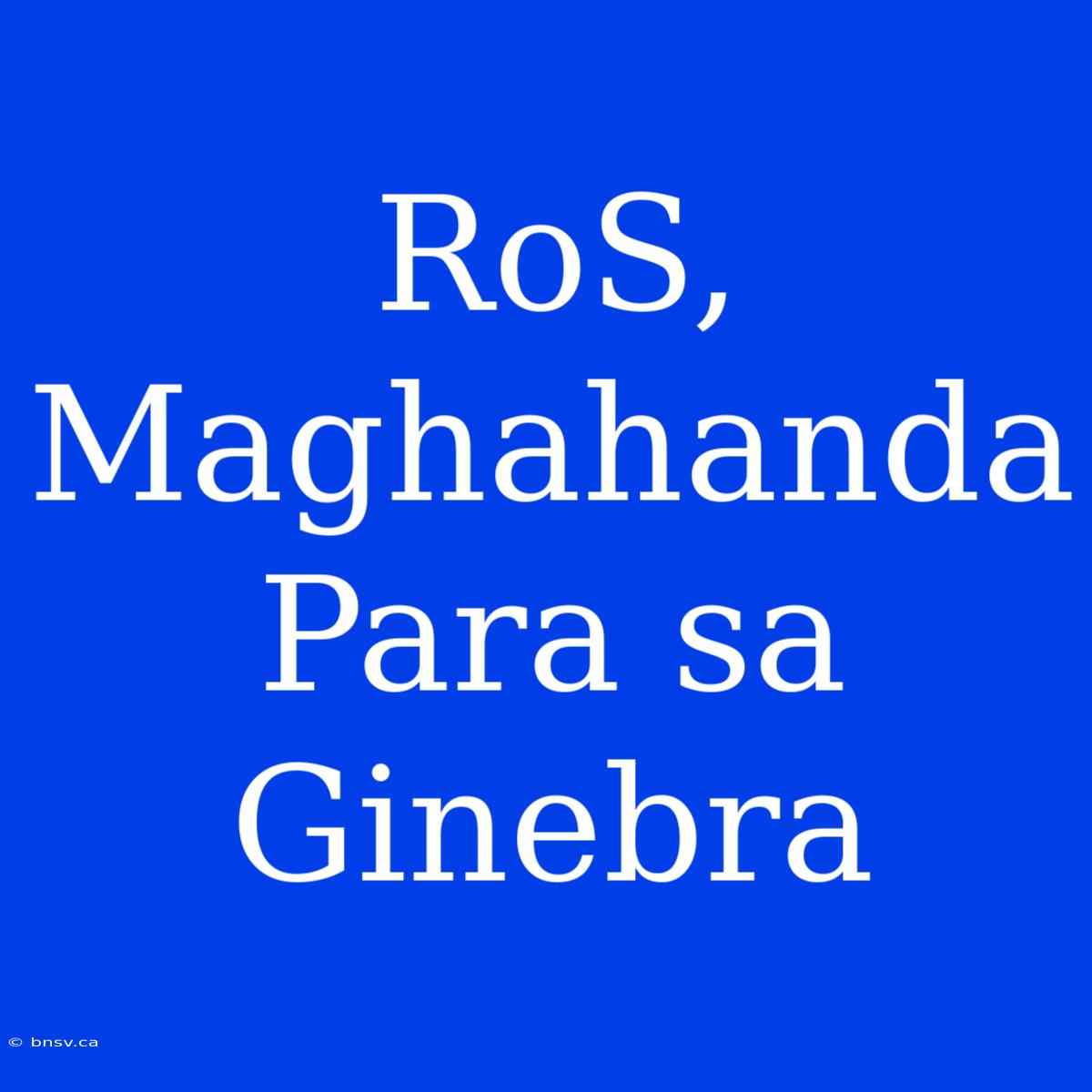 RoS, Maghahanda Para Sa Ginebra