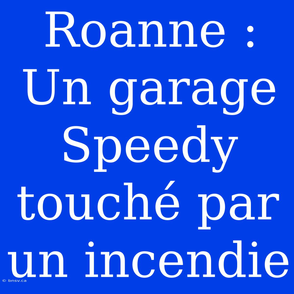 Roanne : Un Garage Speedy Touché Par Un Incendie