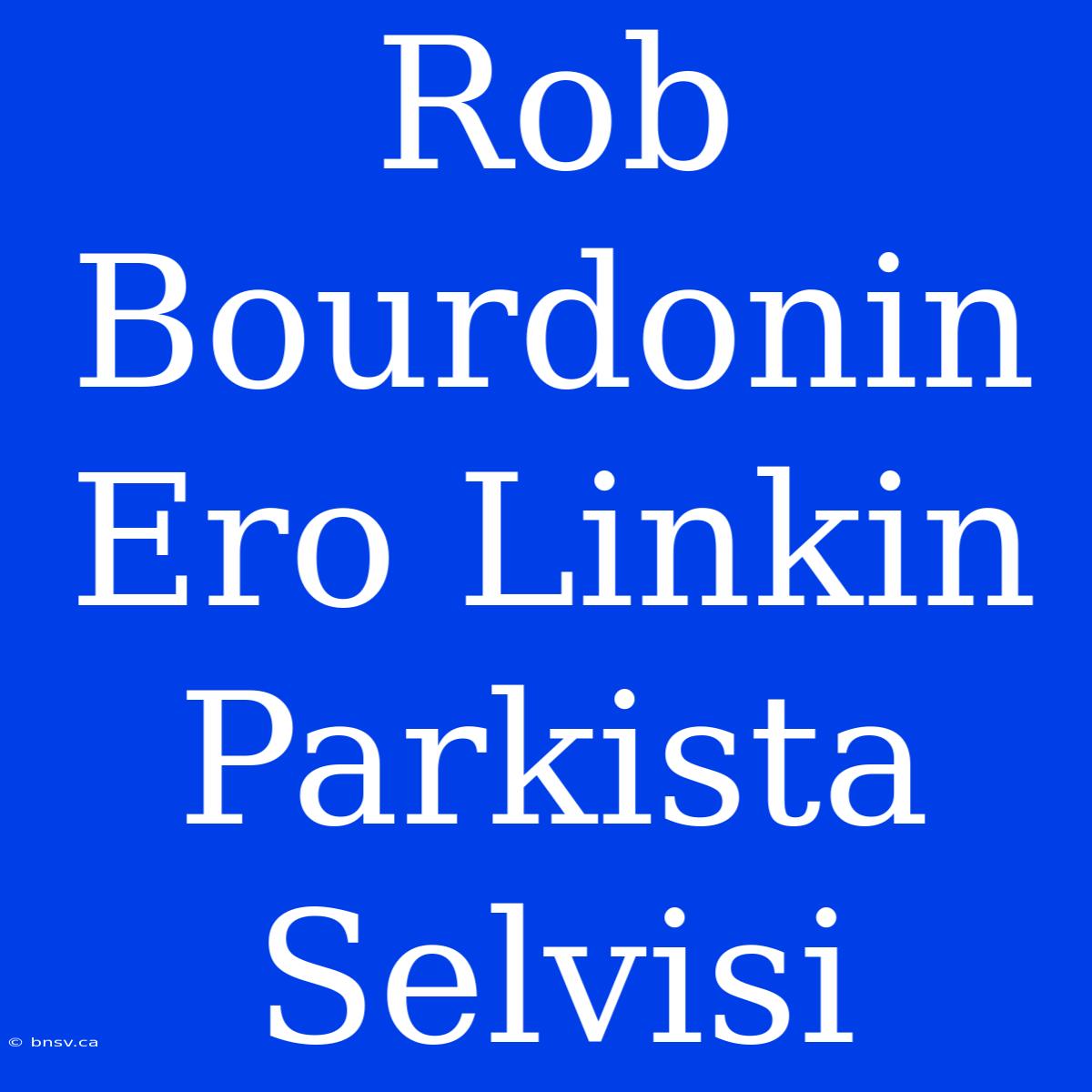 Rob Bourdonin Ero Linkin Parkista Selvisi