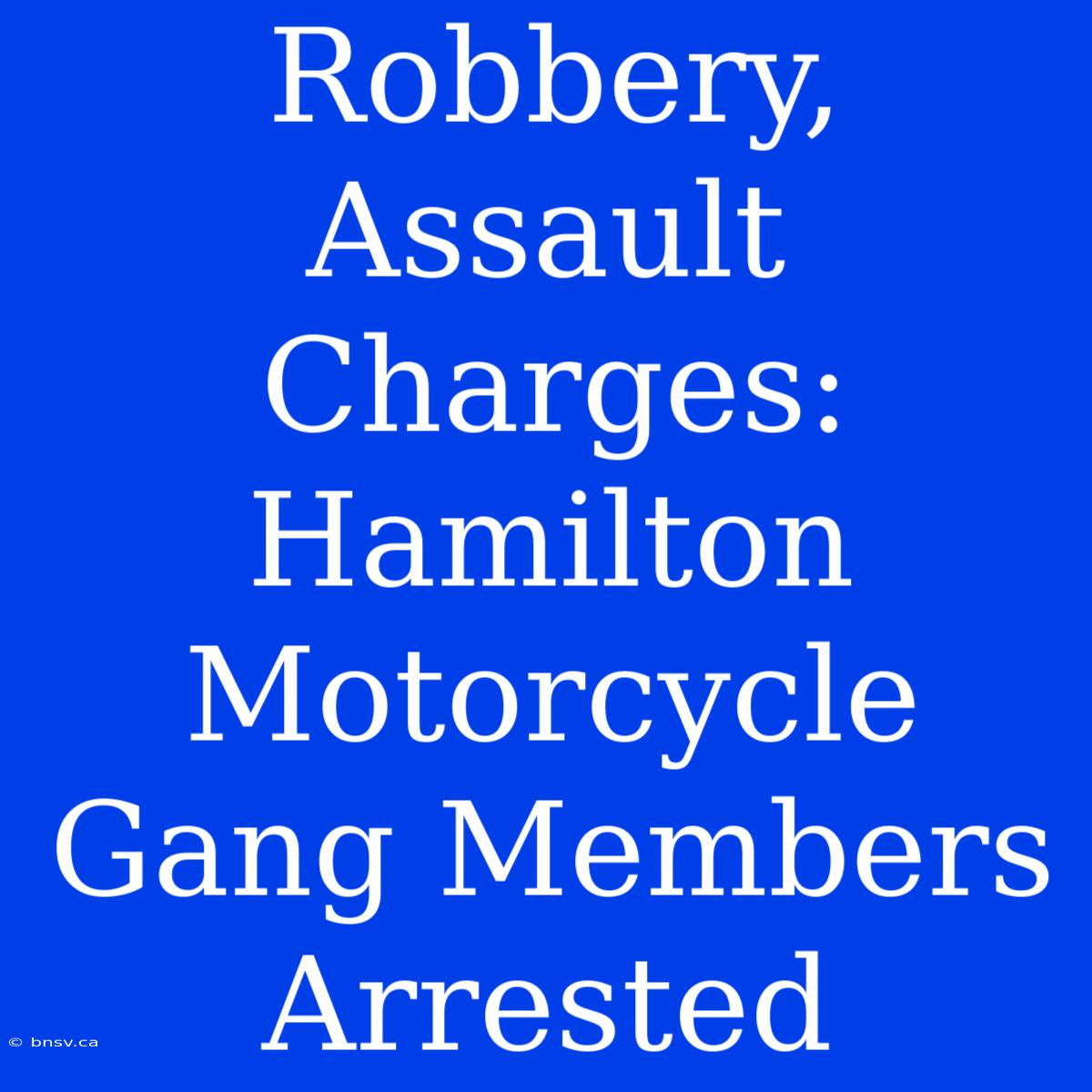 Robbery, Assault Charges: Hamilton Motorcycle Gang Members Arrested