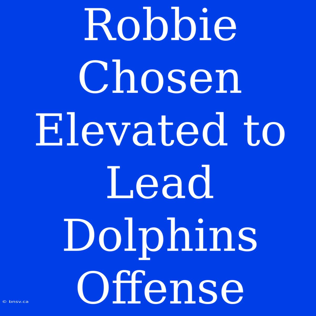 Robbie Chosen Elevated To Lead Dolphins Offense