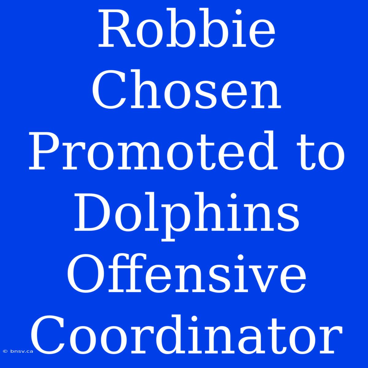 Robbie Chosen Promoted To Dolphins Offensive Coordinator