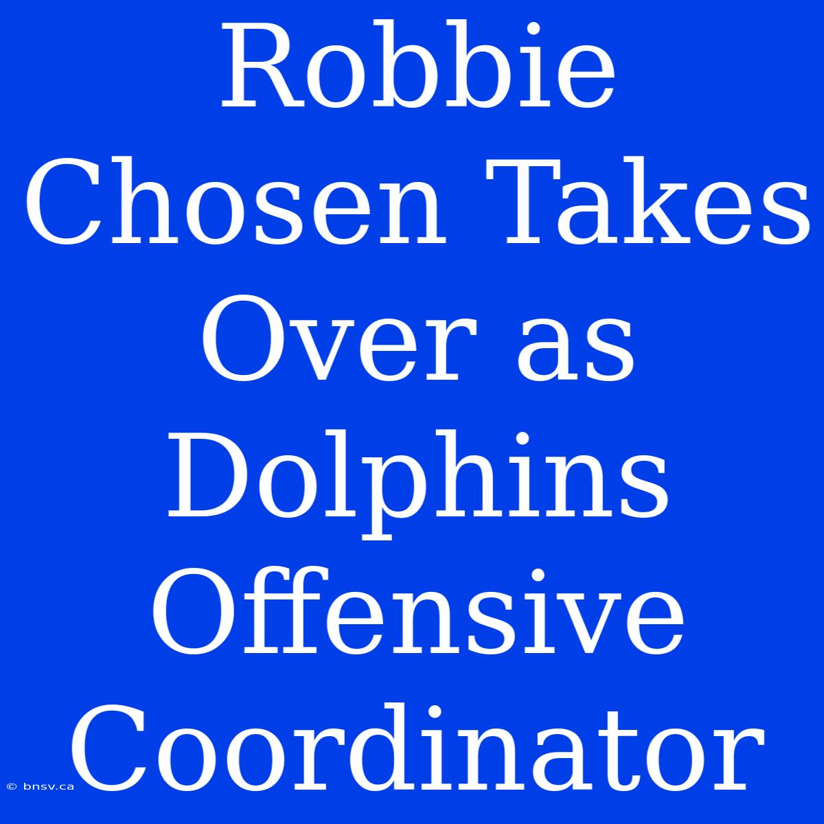 Robbie Chosen Takes Over As Dolphins Offensive Coordinator