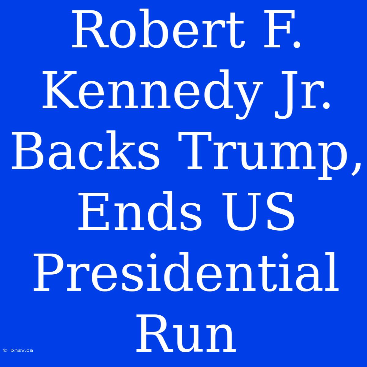 Robert F. Kennedy Jr. Backs Trump, Ends US Presidential Run