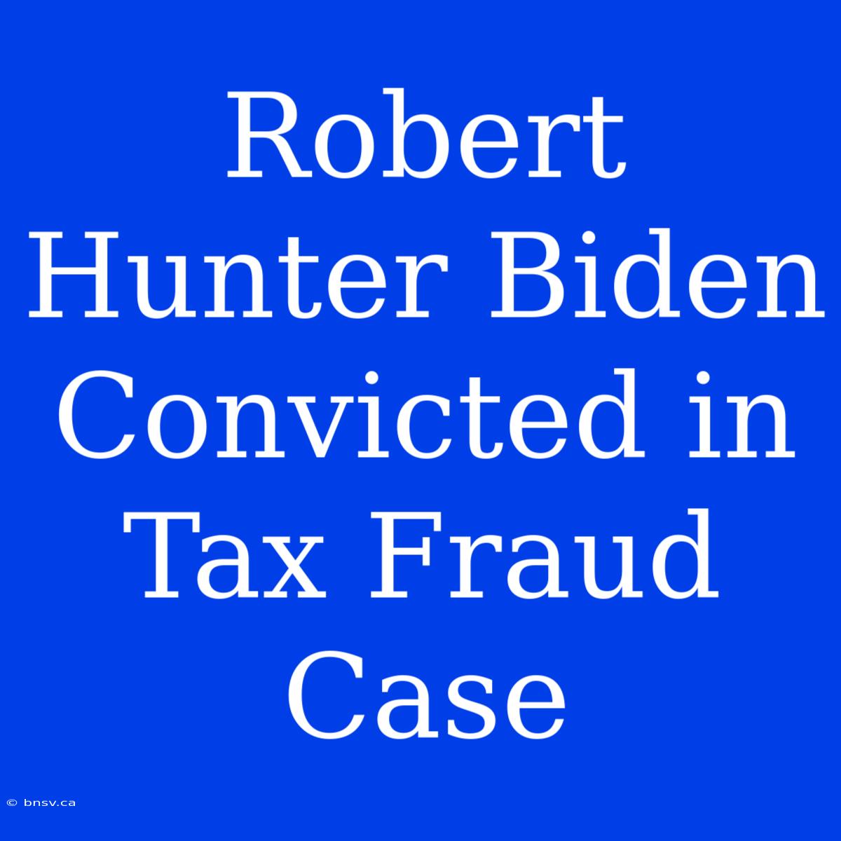 Robert Hunter Biden Convicted In Tax Fraud Case