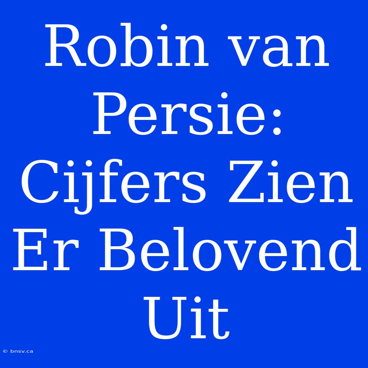 Robin Van Persie: Cijfers Zien Er Belovend Uit