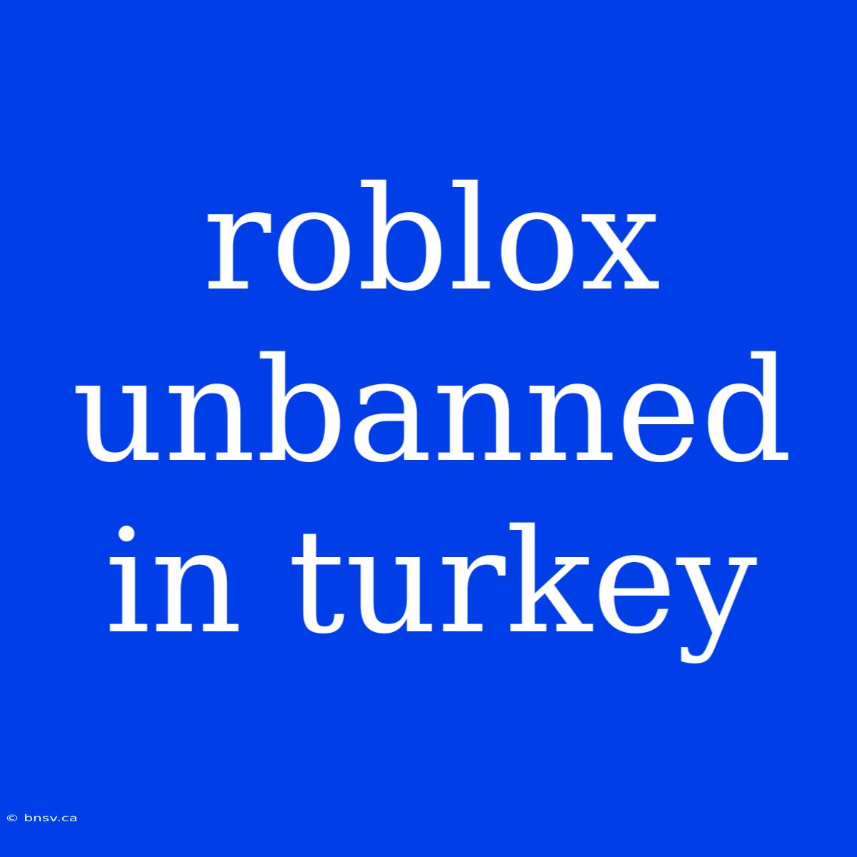 Roblox Unbanned In Turkey