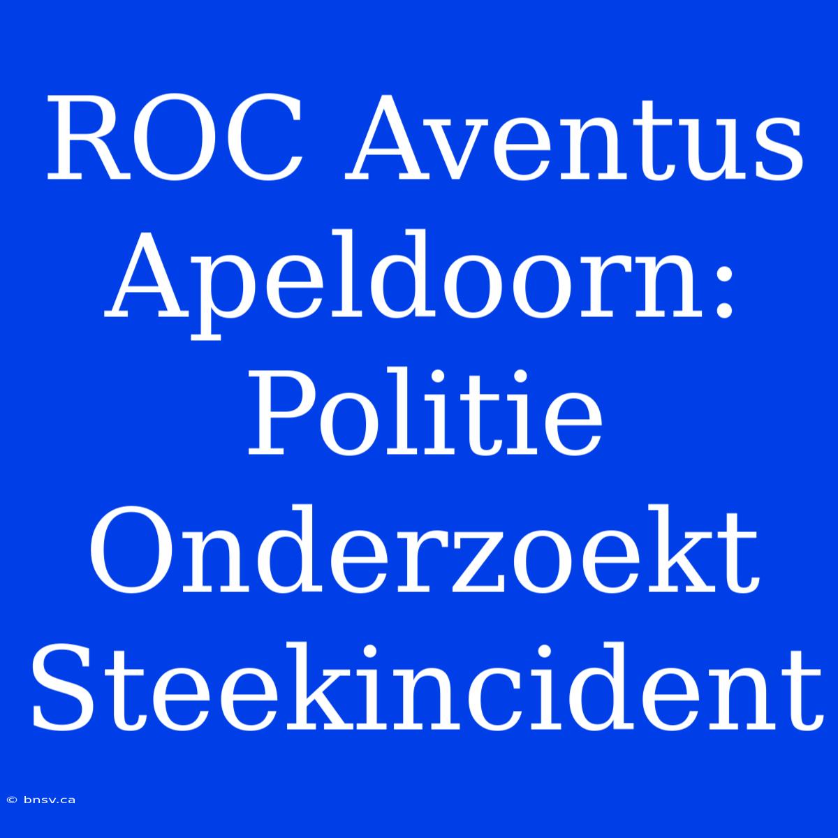 ROC Aventus Apeldoorn: Politie Onderzoekt Steekincident