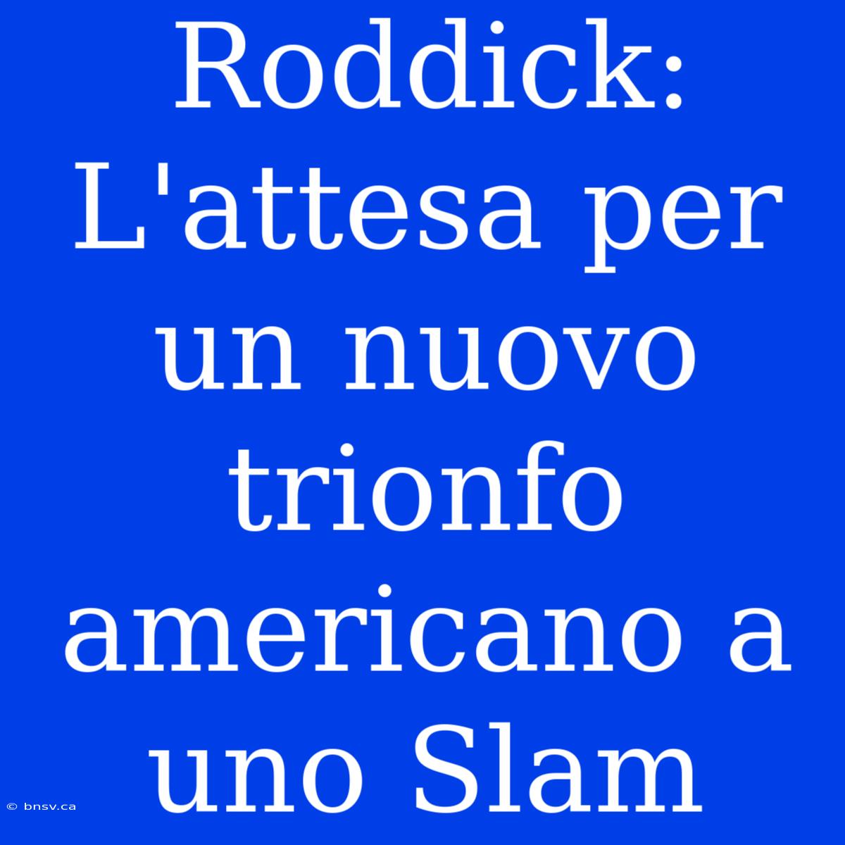 Roddick: L'attesa Per Un Nuovo Trionfo Americano A Uno Slam