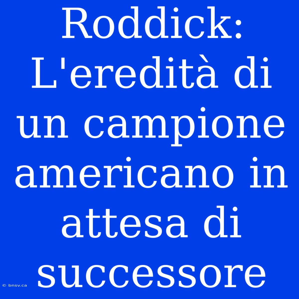 Roddick: L'eredità Di Un Campione Americano In Attesa Di Successore