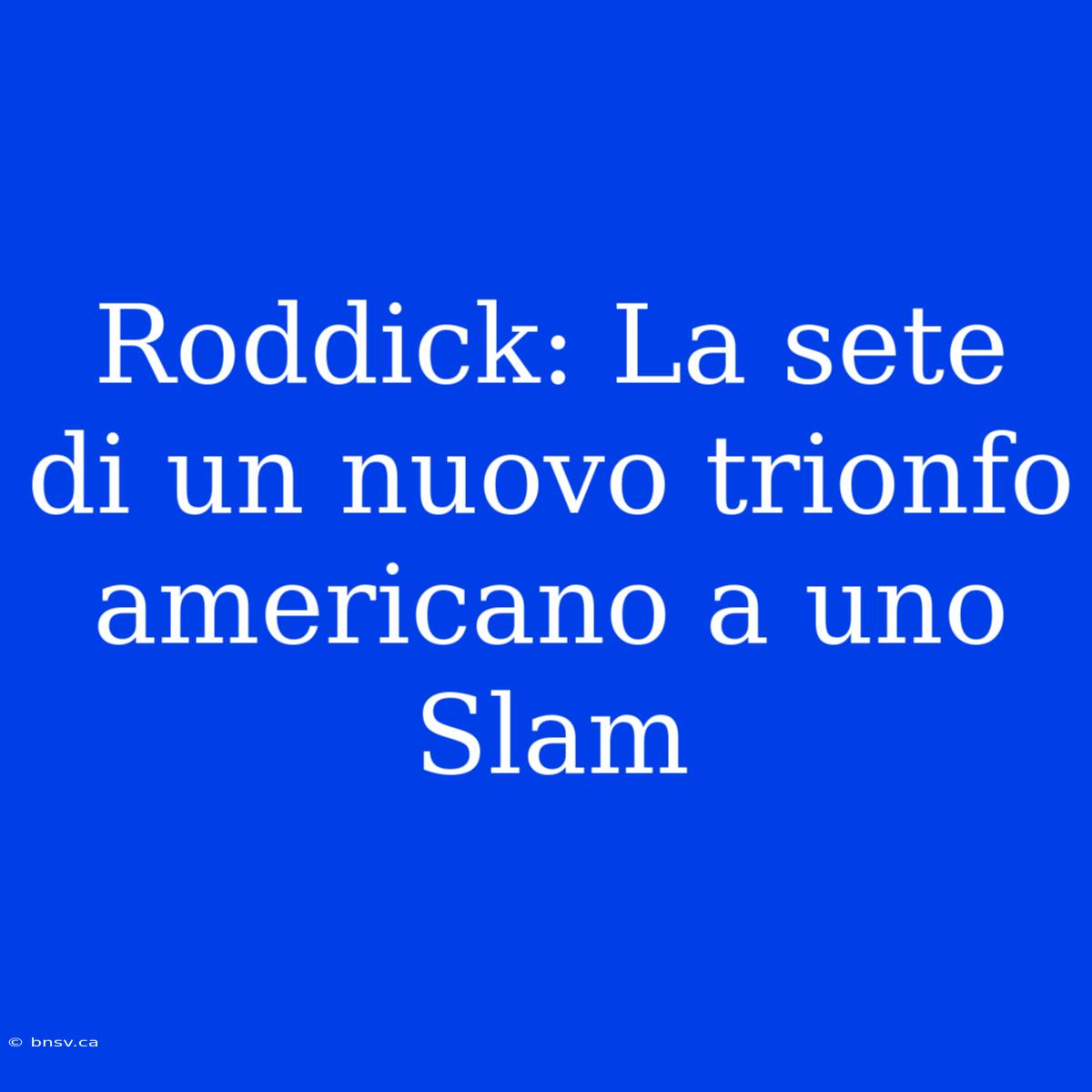 Roddick: La Sete Di Un Nuovo Trionfo Americano A Uno Slam