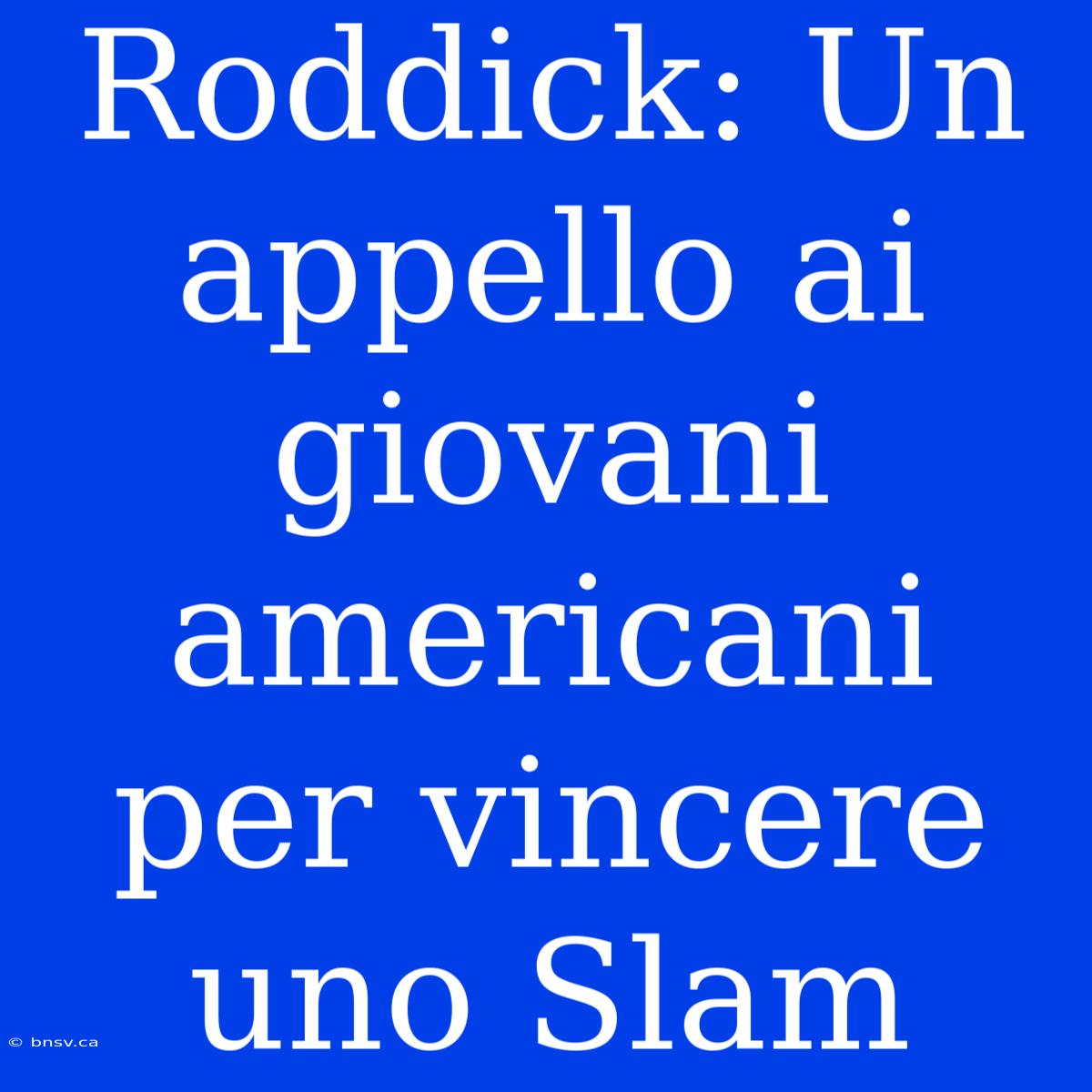 Roddick: Un Appello Ai Giovani Americani Per Vincere Uno Slam