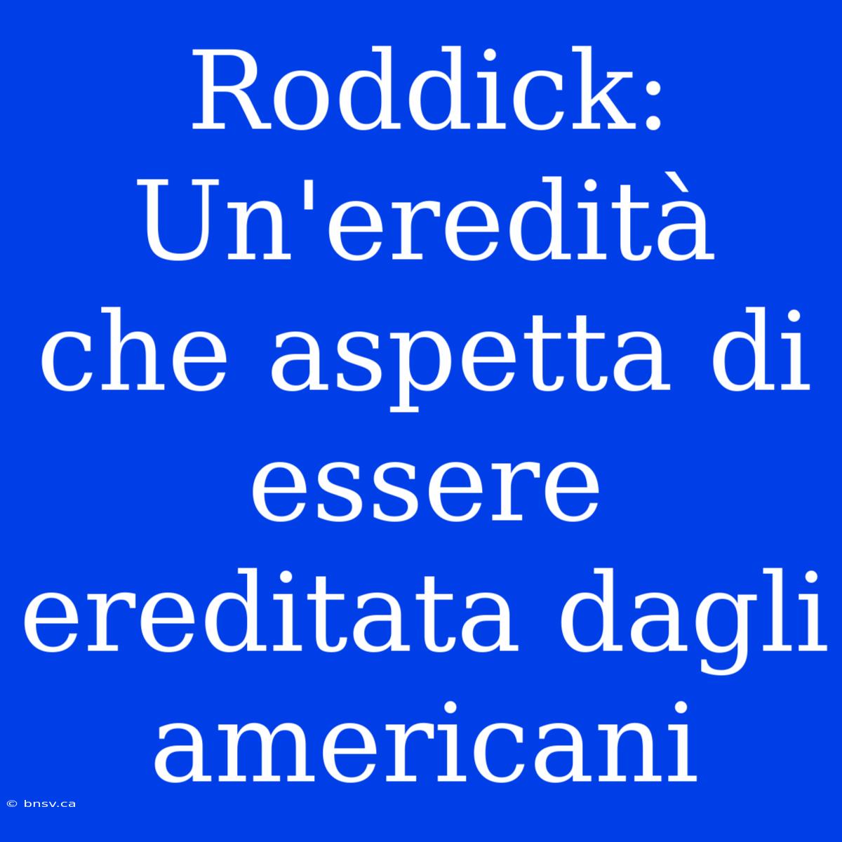 Roddick: Un'eredità Che Aspetta Di Essere Ereditata Dagli Americani