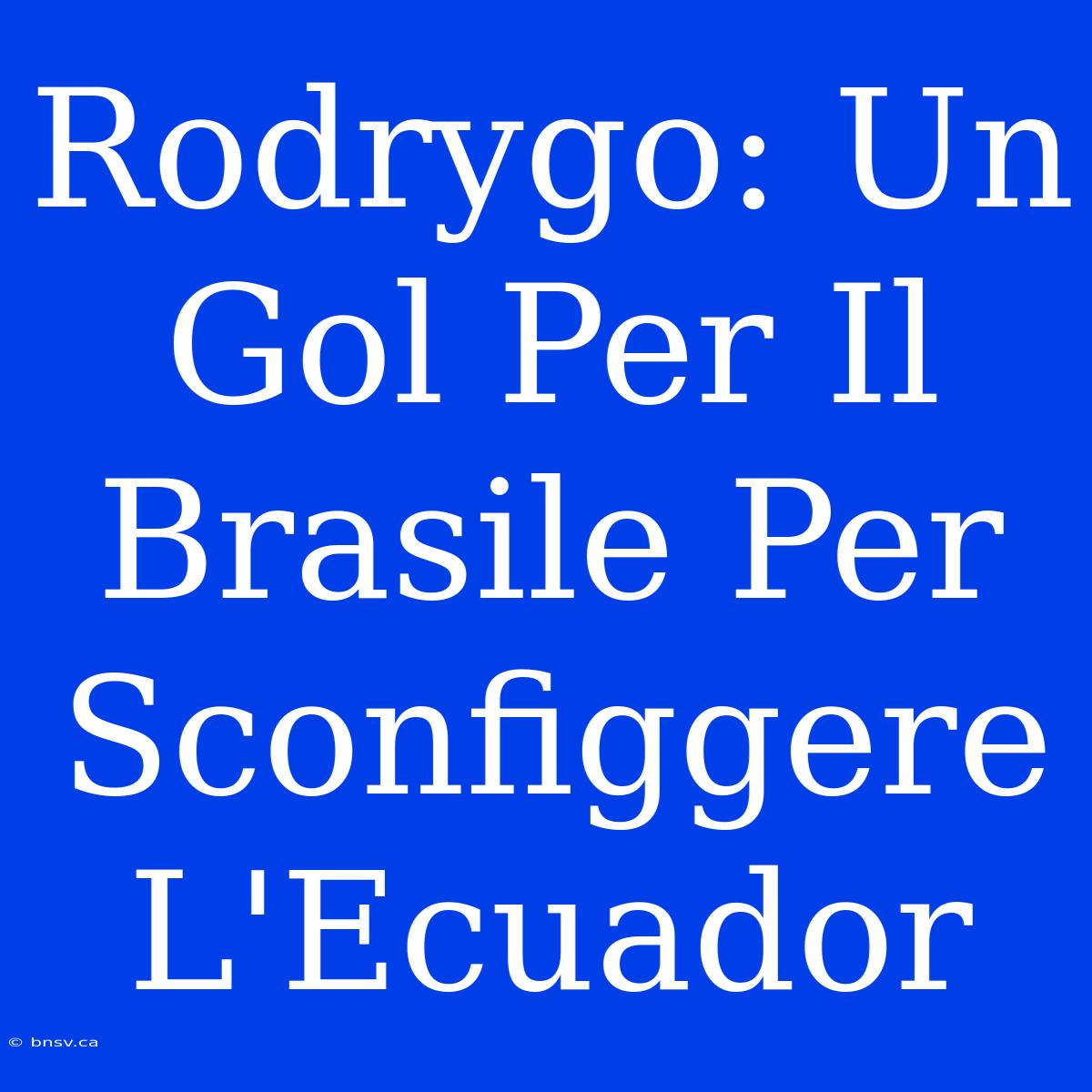 Rodrygo: Un Gol Per Il Brasile Per Sconfiggere L'Ecuador