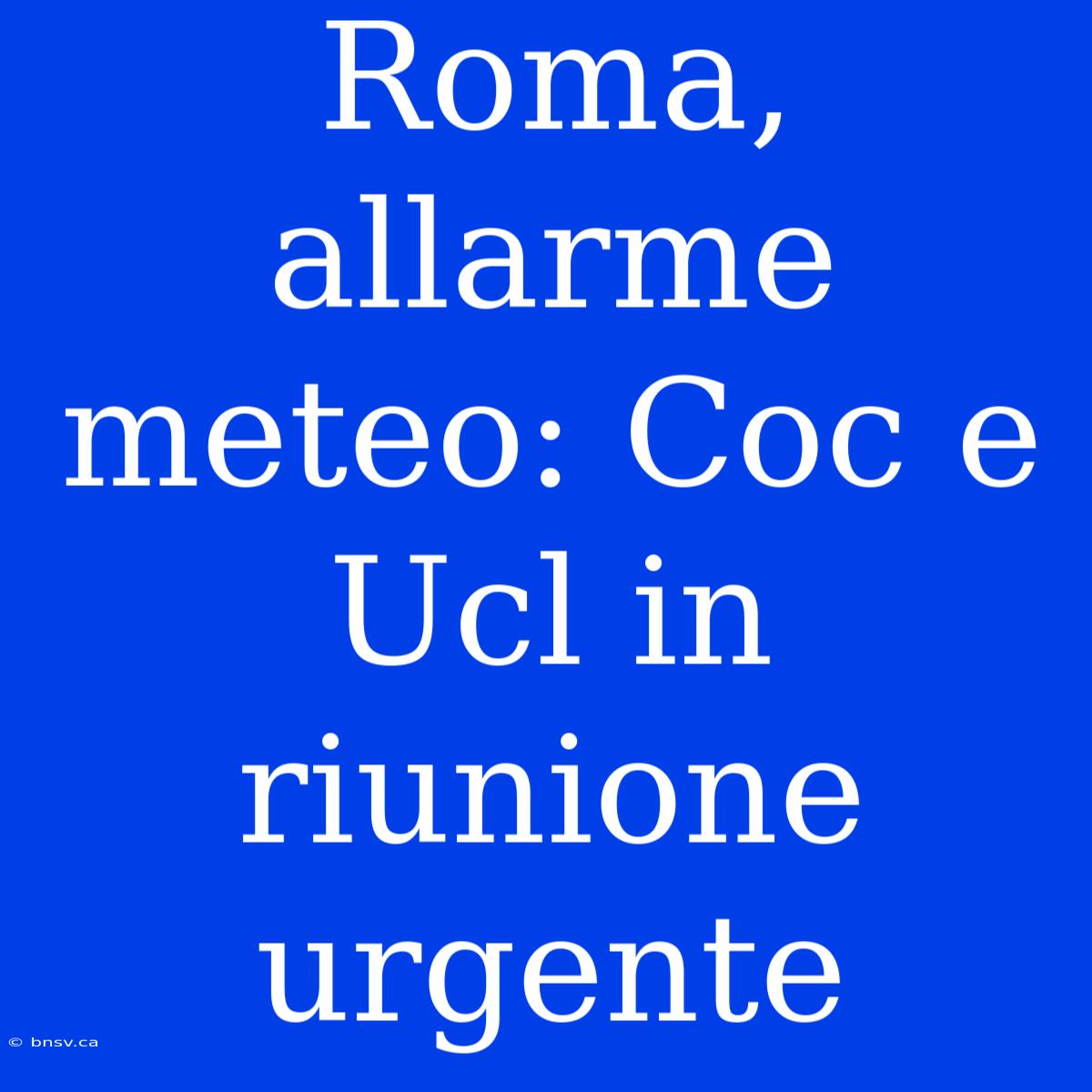 Roma, Allarme Meteo: Coc E Ucl In Riunione Urgente