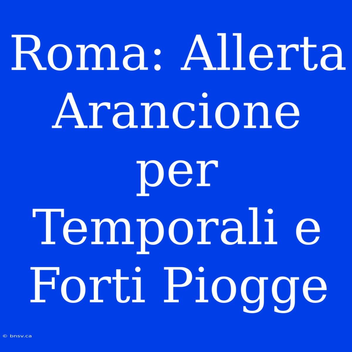 Roma: Allerta Arancione Per Temporali E Forti Piogge