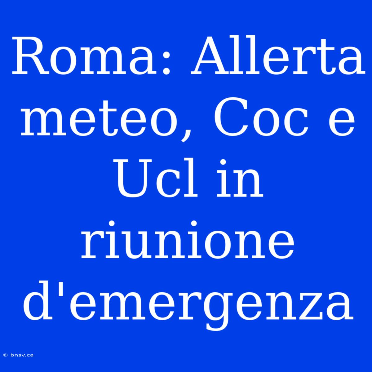 Roma: Allerta Meteo, Coc E Ucl In Riunione D'emergenza