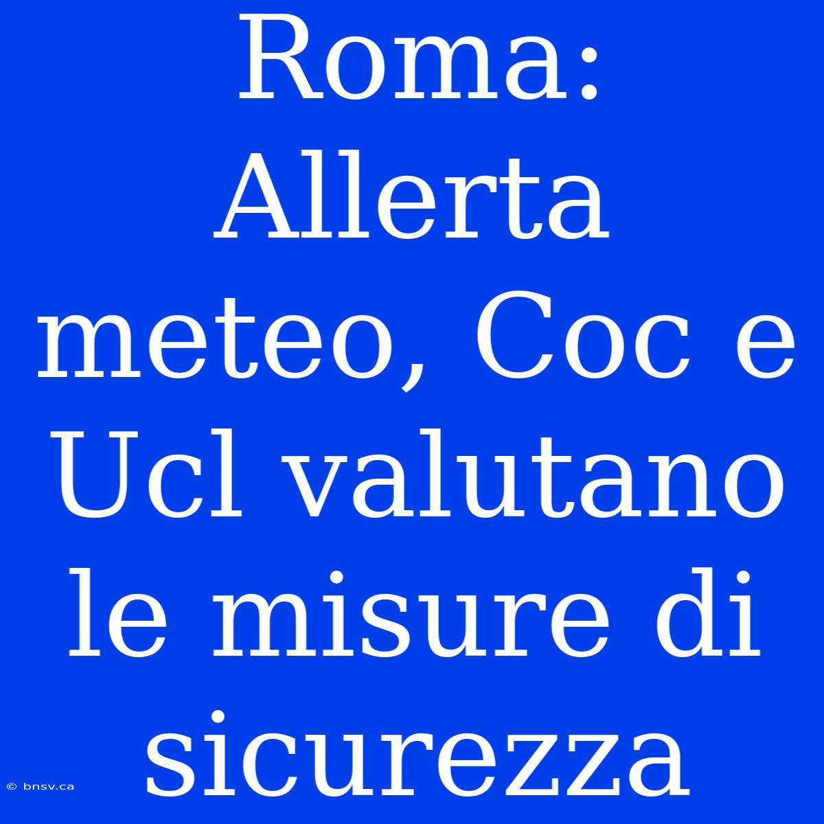 Roma: Allerta Meteo, Coc E Ucl Valutano Le Misure Di Sicurezza