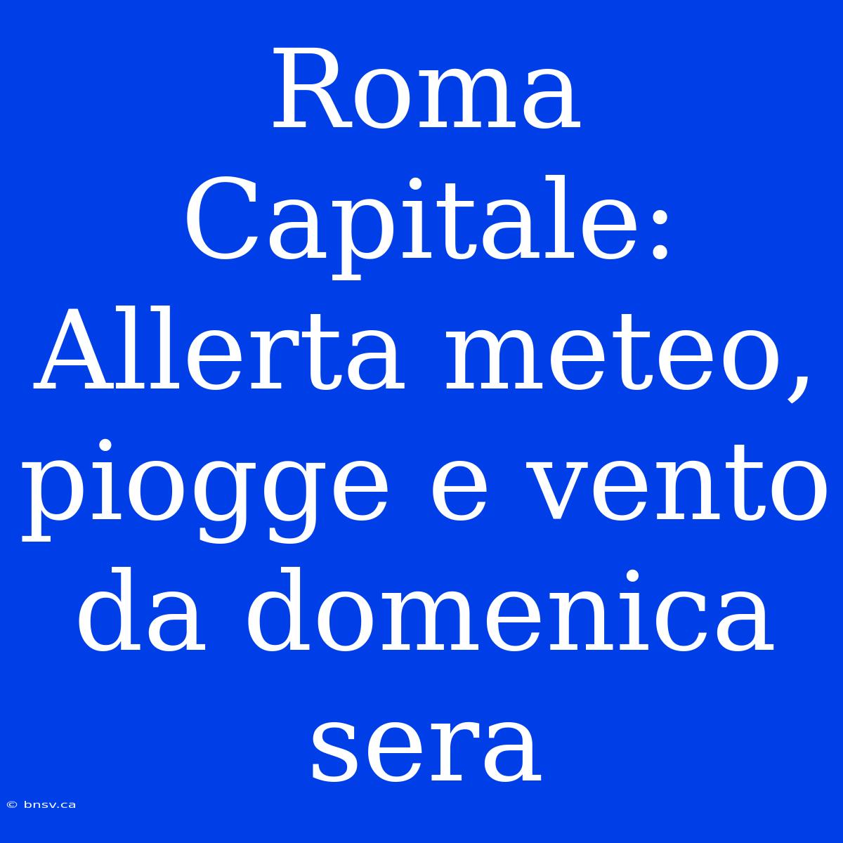 Roma Capitale: Allerta Meteo, Piogge E Vento Da Domenica Sera