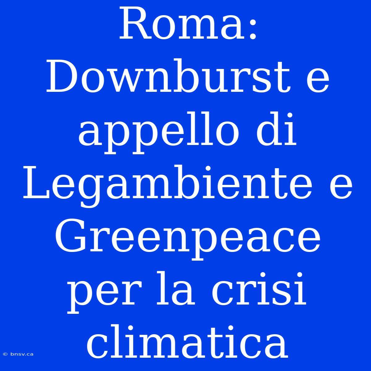 Roma: Downburst E Appello Di Legambiente E Greenpeace Per La Crisi Climatica