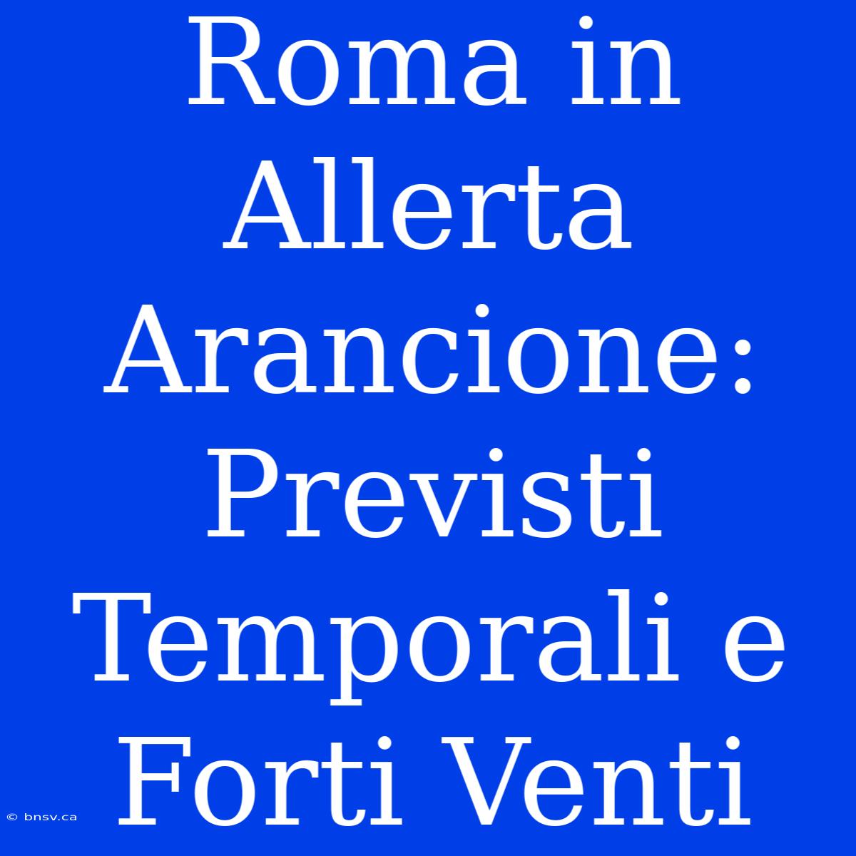 Roma In Allerta Arancione: Previsti Temporali E Forti Venti