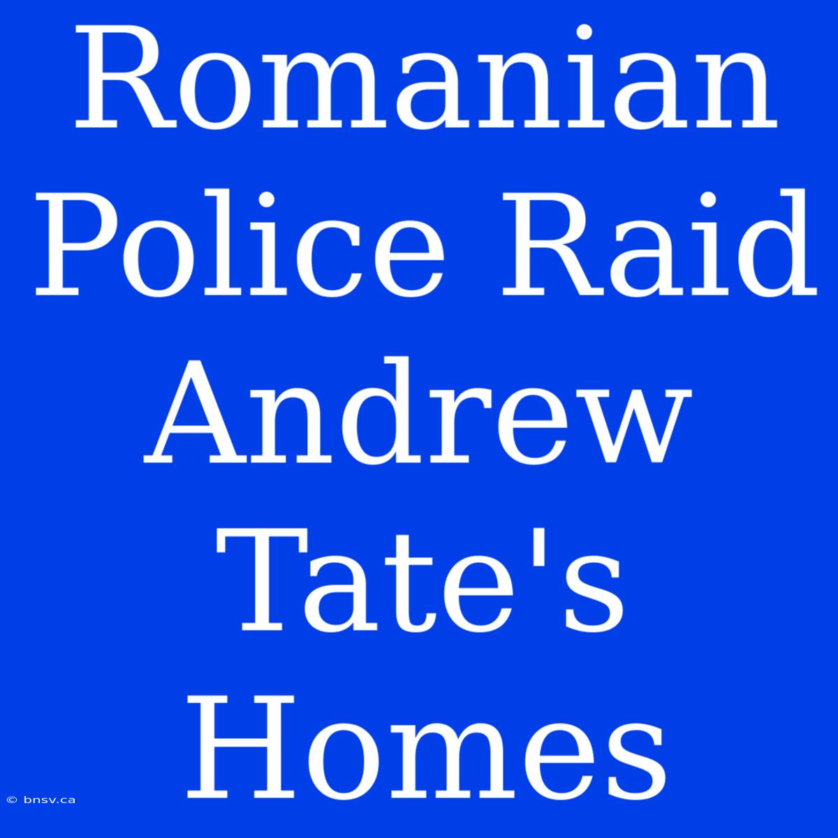 Romanian Police Raid Andrew Tate's Homes