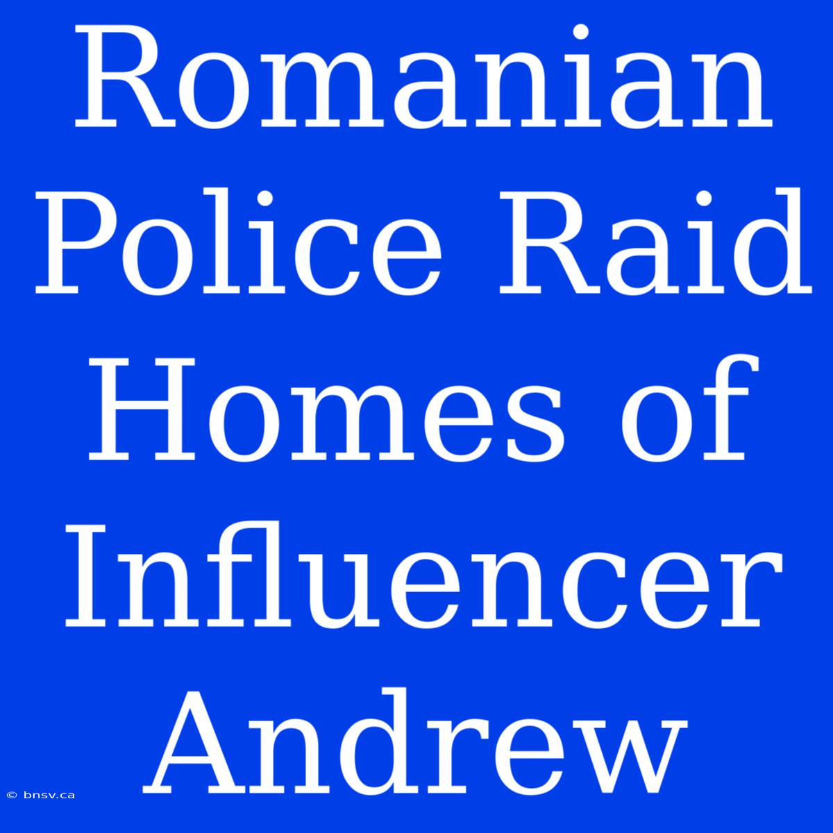 Romanian Police Raid Homes Of Influencer Andrew