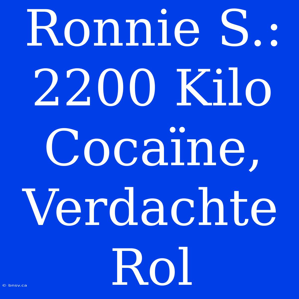 Ronnie S.: 2200 Kilo Cocaïne, Verdachte Rol