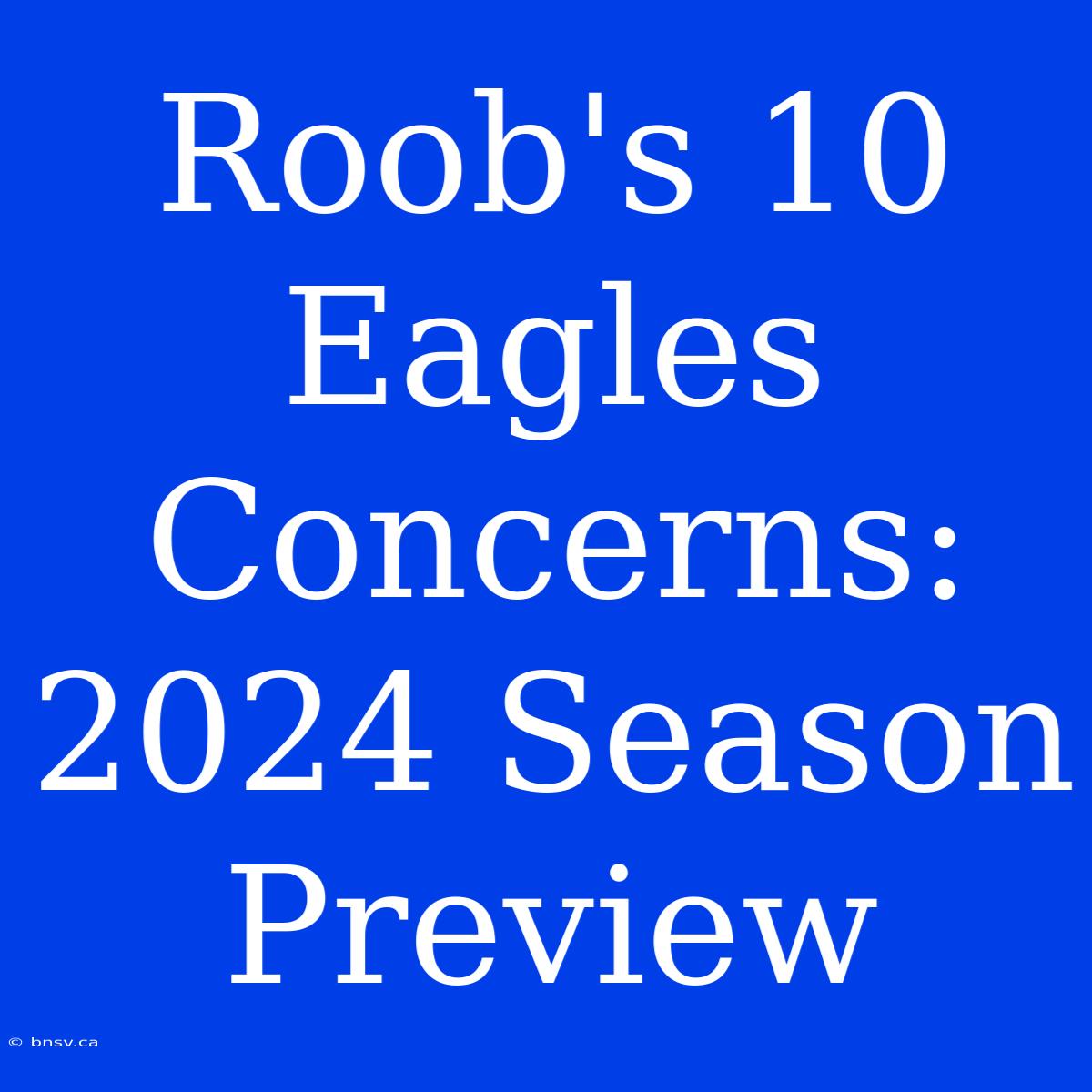 Roob's 10 Eagles Concerns: 2024 Season Preview