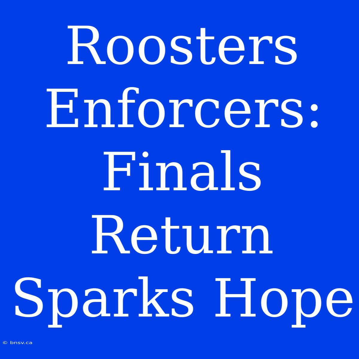 Roosters Enforcers:  Finals Return Sparks Hope