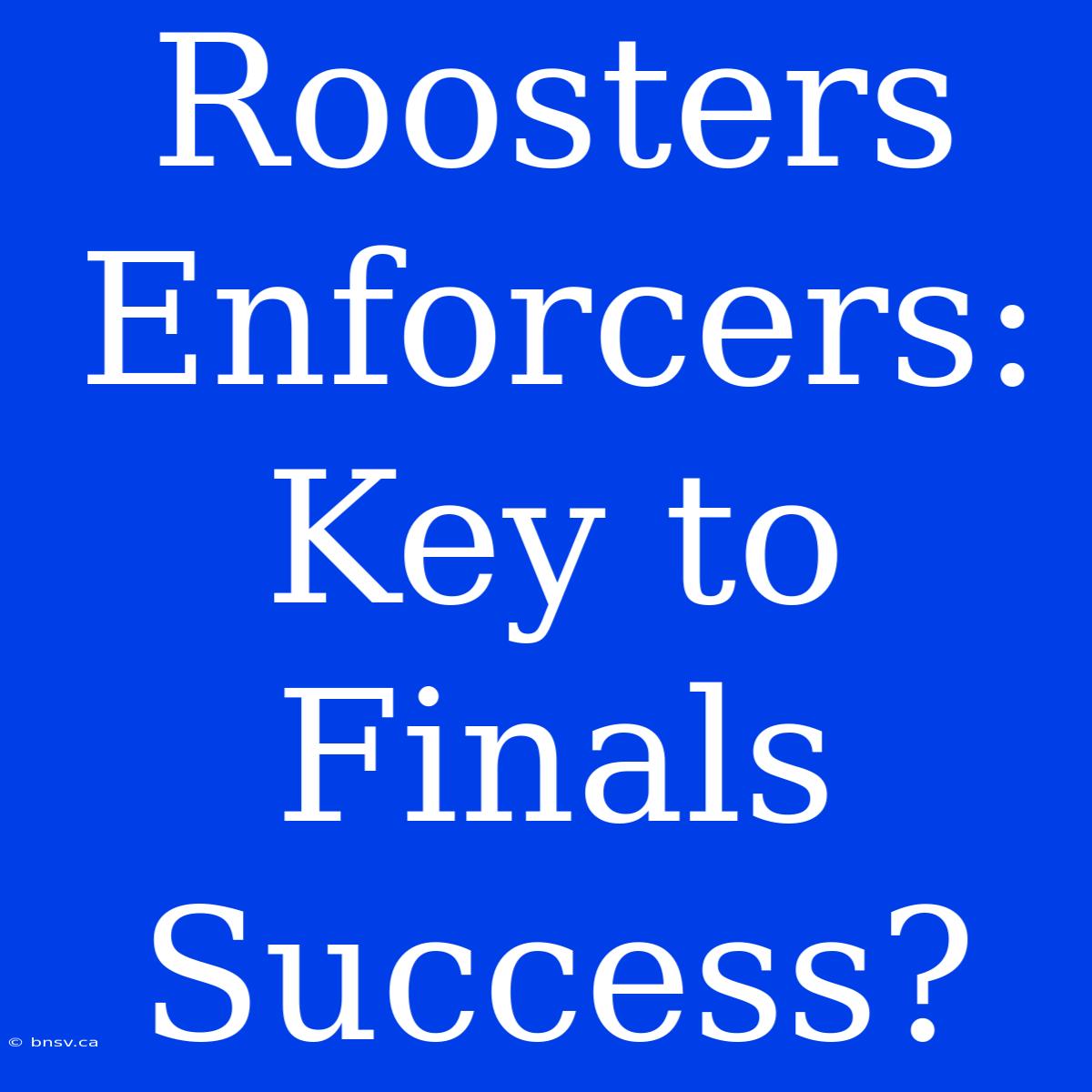 Roosters Enforcers:  Key To Finals Success?