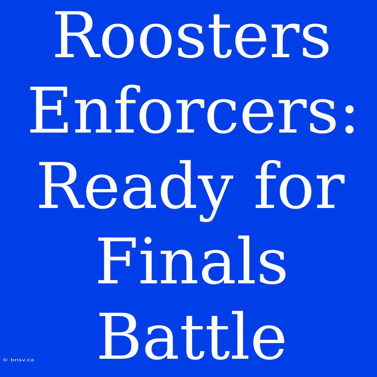 Roosters Enforcers:  Ready For Finals Battle