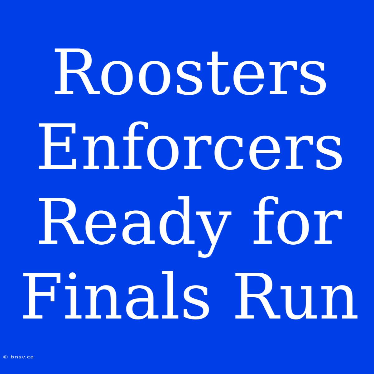 Roosters Enforcers Ready For Finals Run