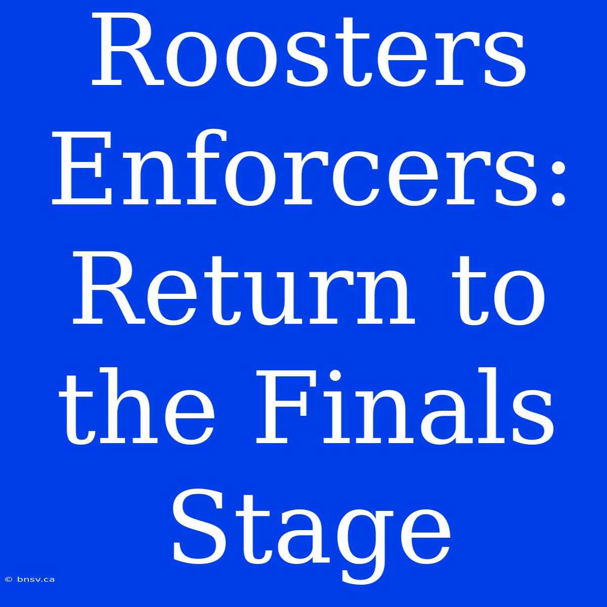 Roosters Enforcers:  Return To The Finals Stage