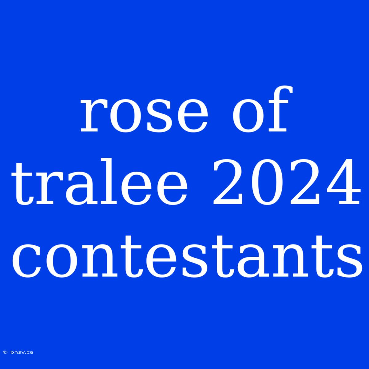 Rose Of Tralee 2024 Contestants